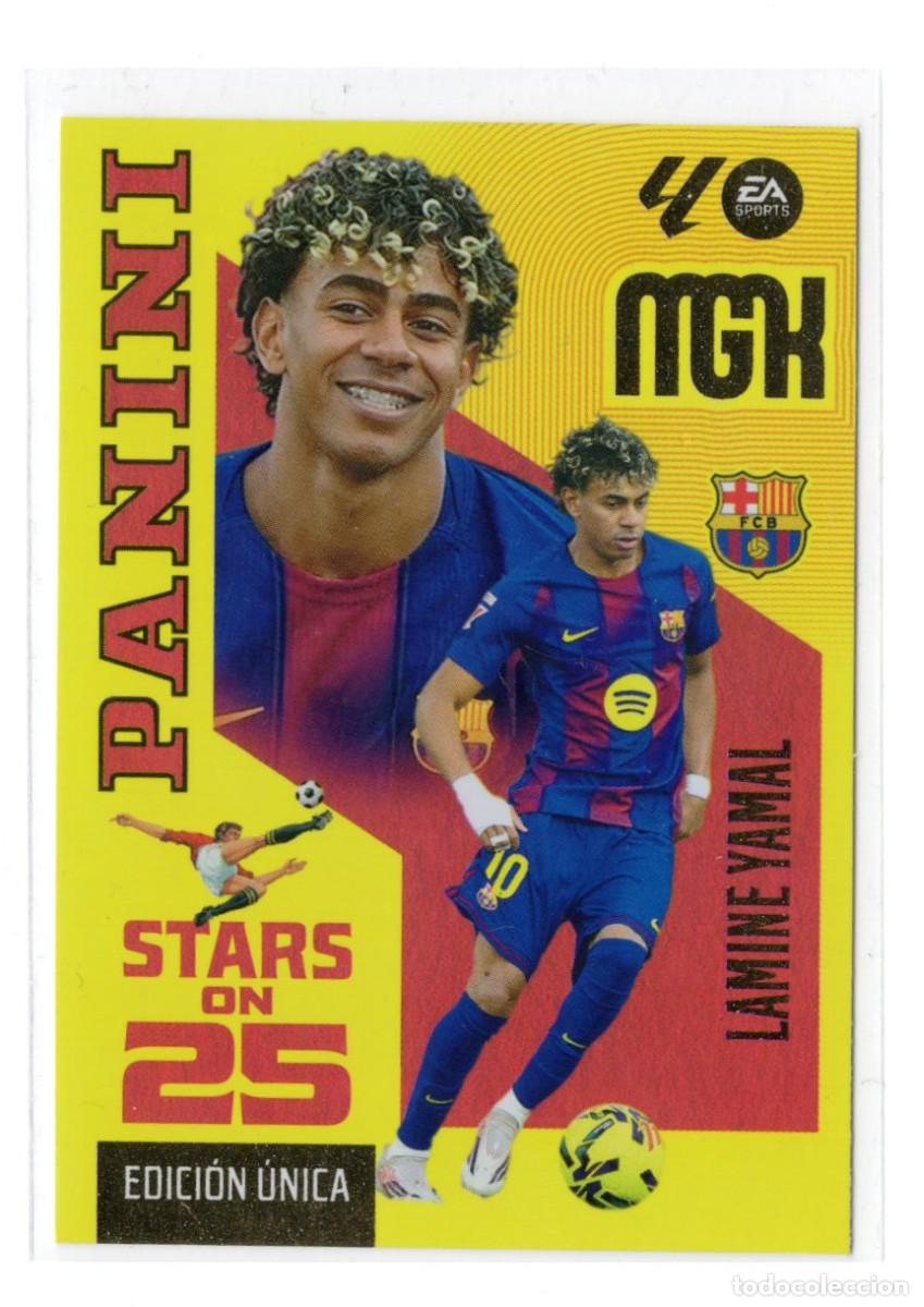 Cromos de f&uacute;tbol: 449 LAMINE YAMAL FC BARCELONA STARS ON 25 EDICION UNICA MEGACRACKS 26 27 2026 2027 MGK PANINI