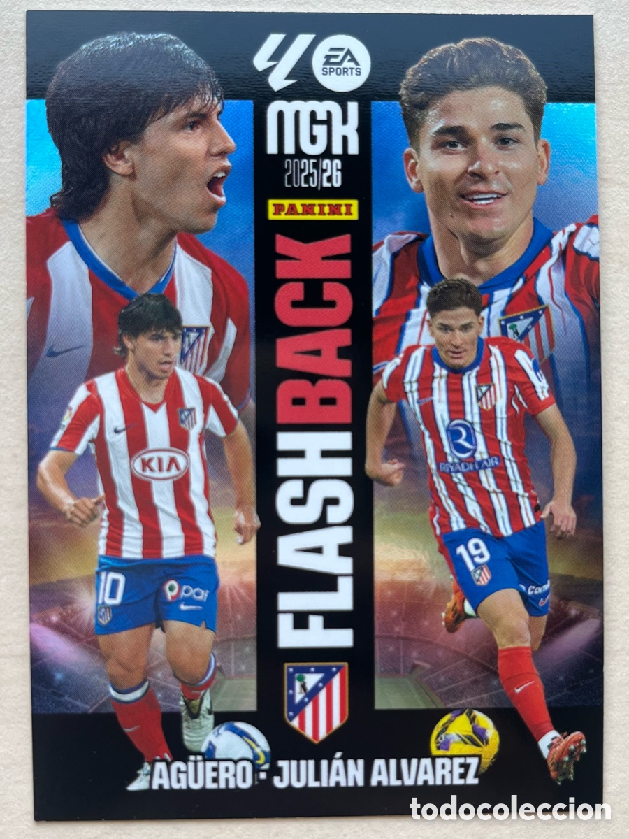 Cromos de f&uacute;tbol: Juli&aacute;n & Ag&uuml;ero Flashback Megacracks 2025-26 - Atl&eacute;tico de Madrid