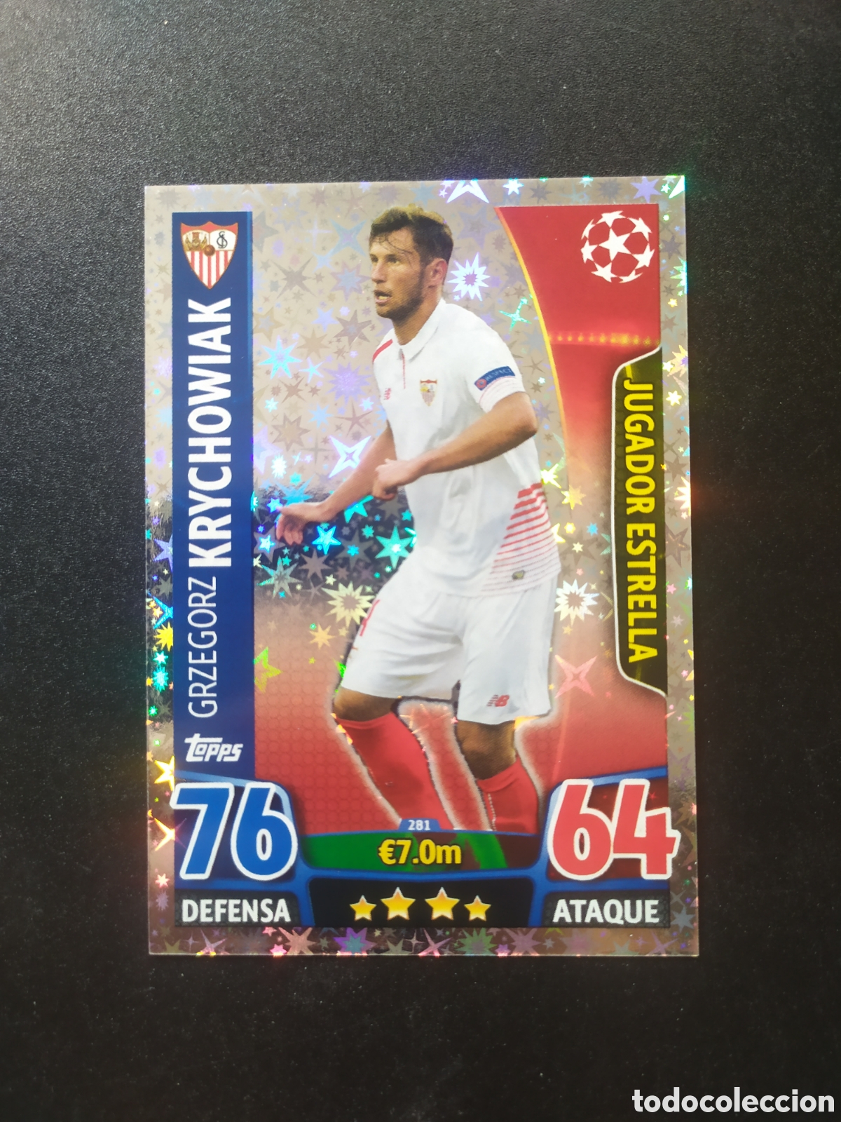Cromos de f&uacute;tbol: UEFA Champions match attax topps 2015 2016 15 16 Krychowiak jugador estrella n&deg; 281 Sevilla