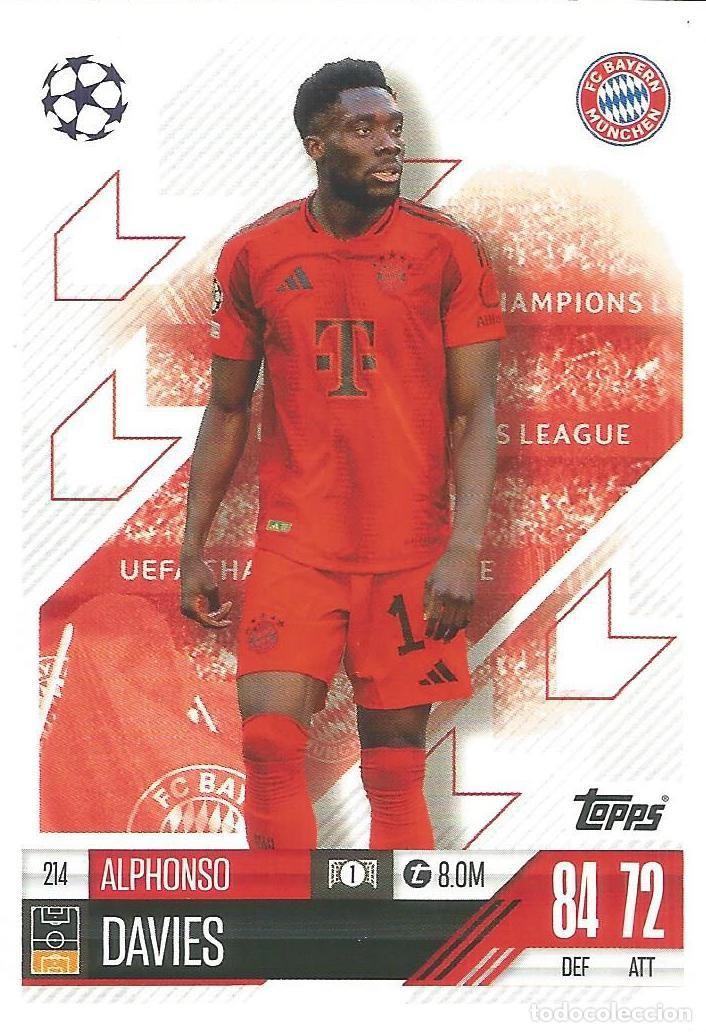 Cromos de f&uacute;tbol: Carta Match Attax 2024 / 2025 24 25 - Alphonso Davies - FC Bayern M&uuml;nchen Munich - 214 - TOPPS