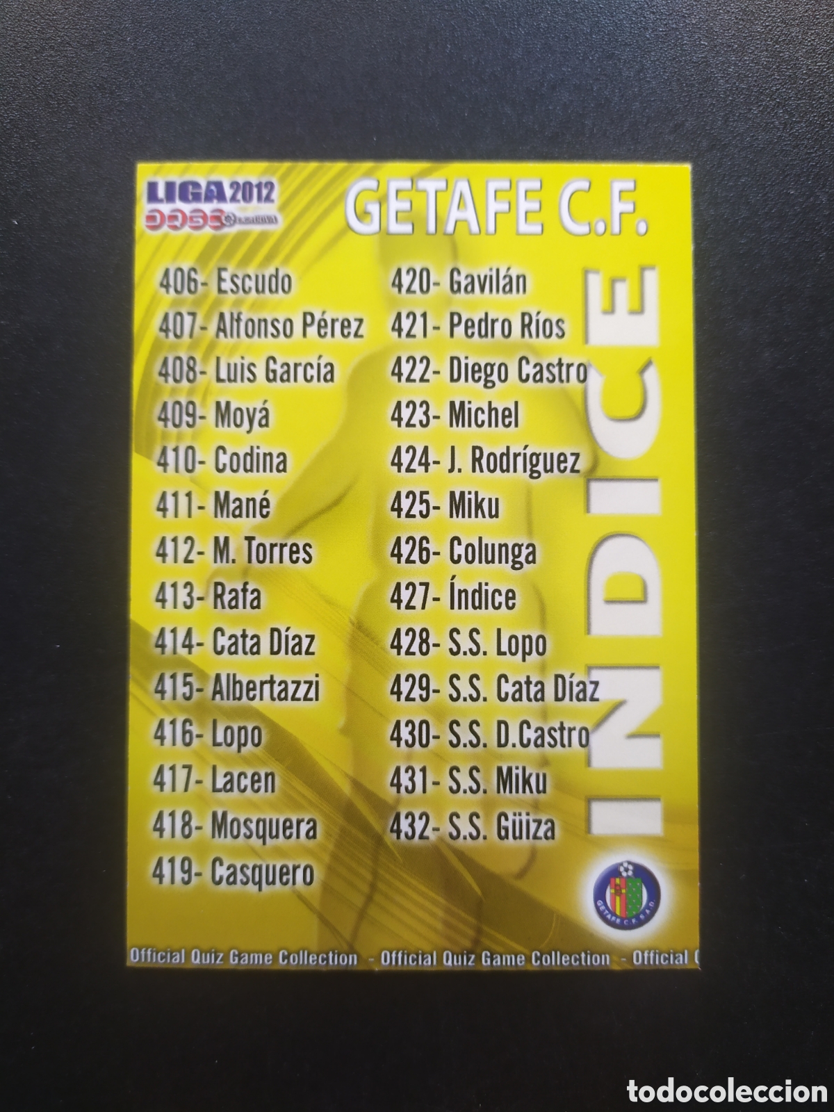 Figurine di Calcio: Mundicromo fichas Liga 2011 2012 11 12 indice n&deg; 427 Getafe