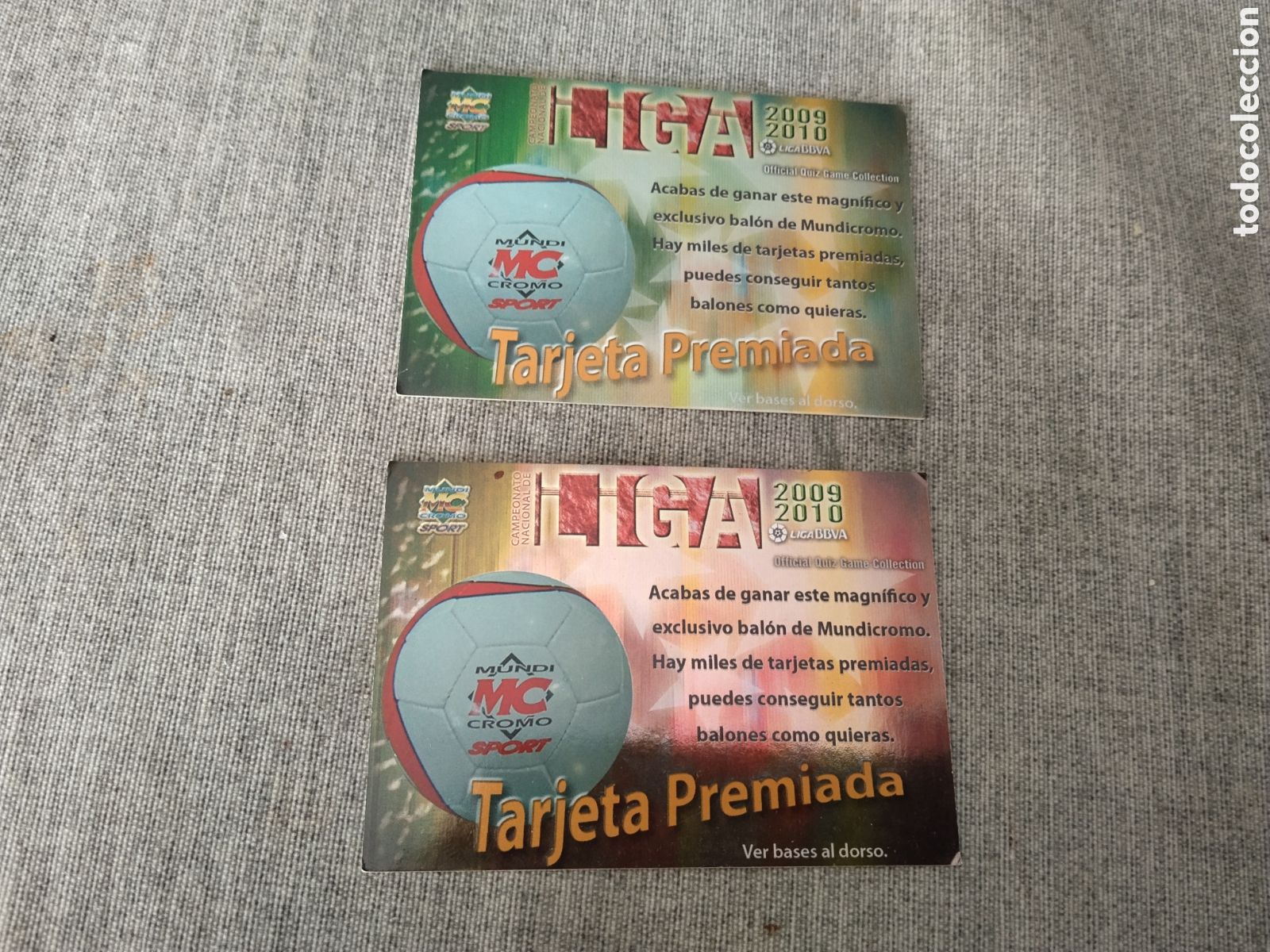 Figurine di Calcio: MUNDICROMO FICHAS DE LA LIGA 2009 10 ( TARJETAS PREMIADAS BALON- VERDEY ROJO )