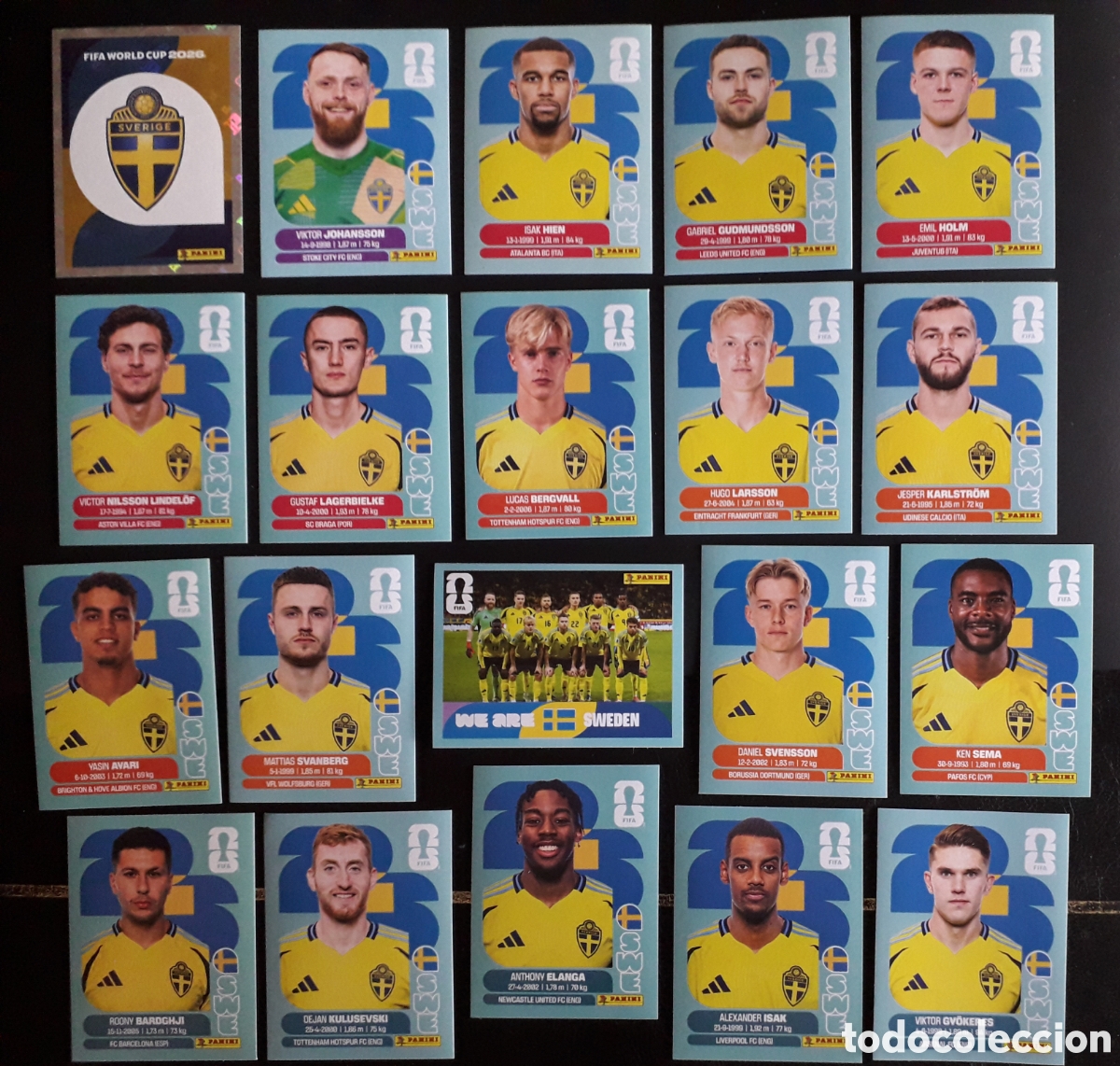 Cromos de f&uacute;tbol: 20 CROMOS SUECIA, EQUIPO COMPLETO MUNDIAL F&Uacute;TBOL 2026 FIFA WORLD CUP PANINI SIN PEGAR