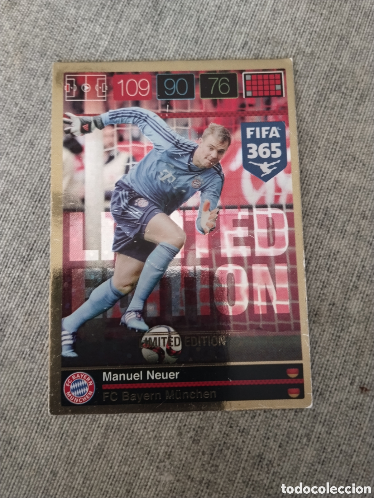 Cromos de f&uacute;tbol: ADRENALYN FIFA 365 ( A&Ntilde;O 2015 ) EDICION LIMITADA / LIMITED EDITION MANUEL NEUER - BAYERN DE MUNICH