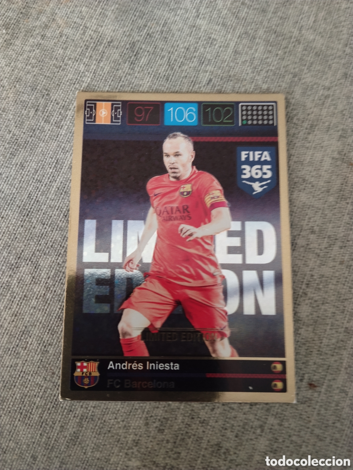 Cromos de f&uacute;tbol: ADRENALYN FIFA 365 ( A&Ntilde;O 2015 ) EDICION LIMITADA / LIMITED EDITION INIESTA - FC BARCELONA