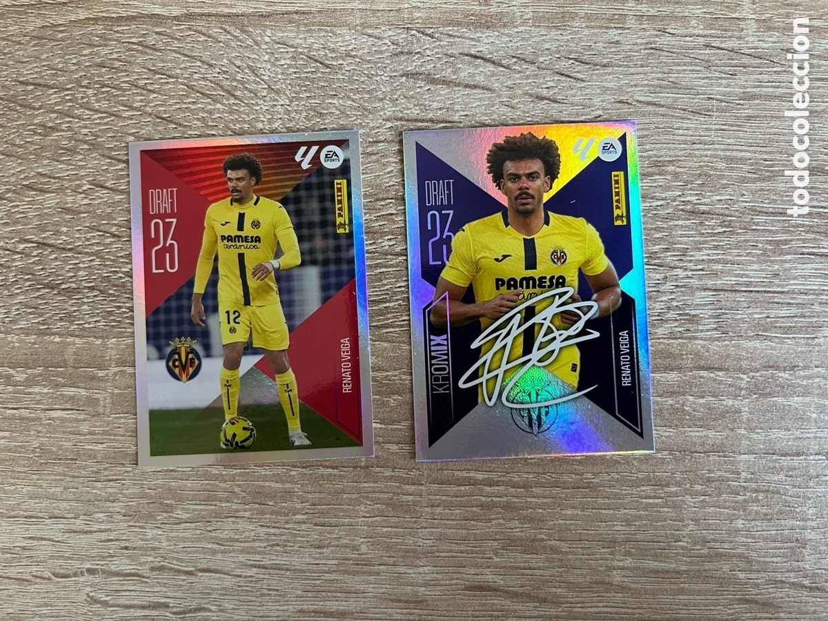 Cromos de f&uacute;tbol: RENATO VEIGA DRAFT 23 NORMAL Y KROMIX PARALELA LIGA ESTE EDICIONES ESTE 2026 2027 26 27 VILLARREAL