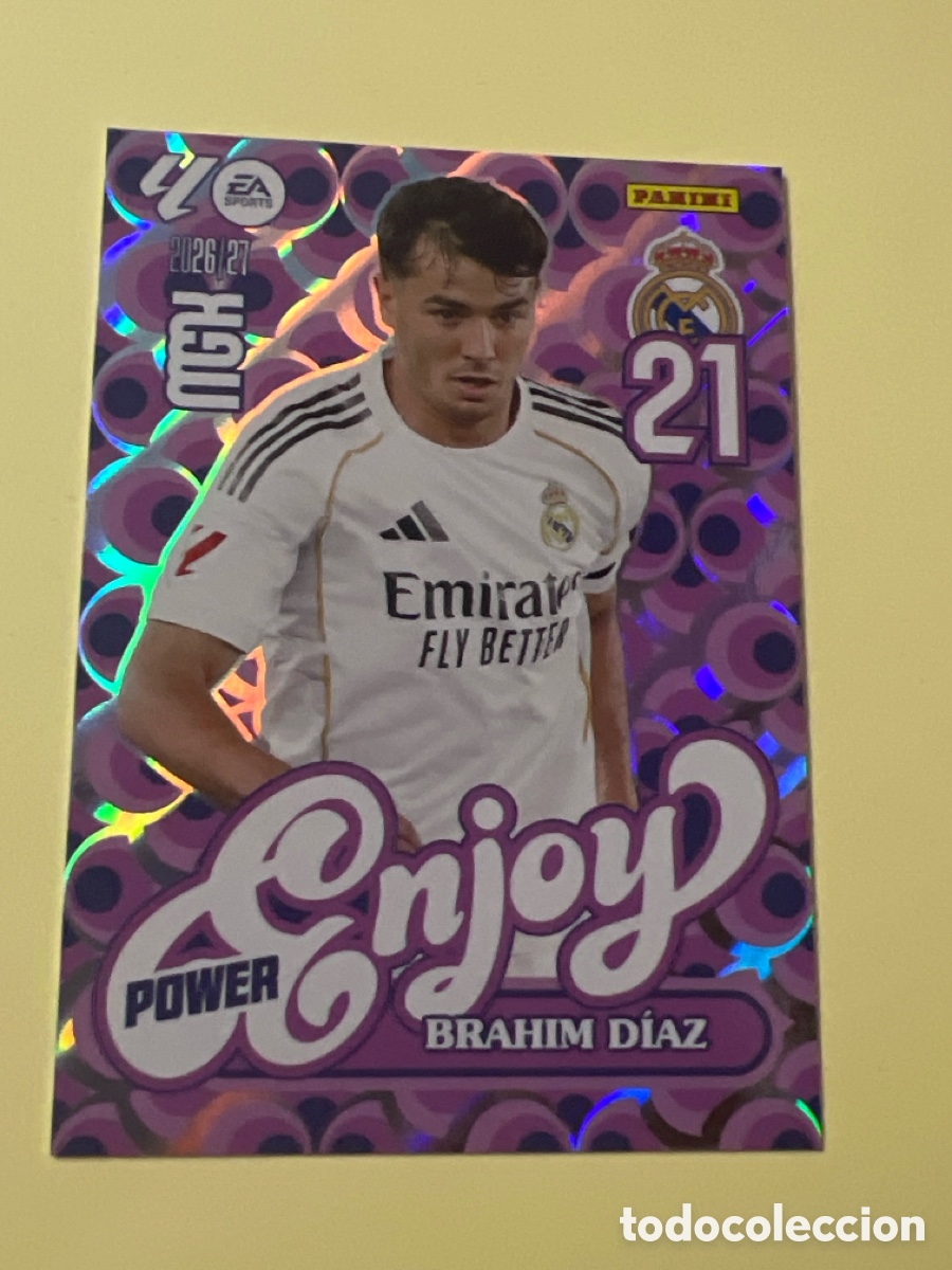 Fu&szlig;ball-Sticker: C5345. 380P BRAHIM DIAZ REAL MADRID ENJOY POWER FICHAS ALBUM MEGACRACKS 2026 2027 MGK 26 27
