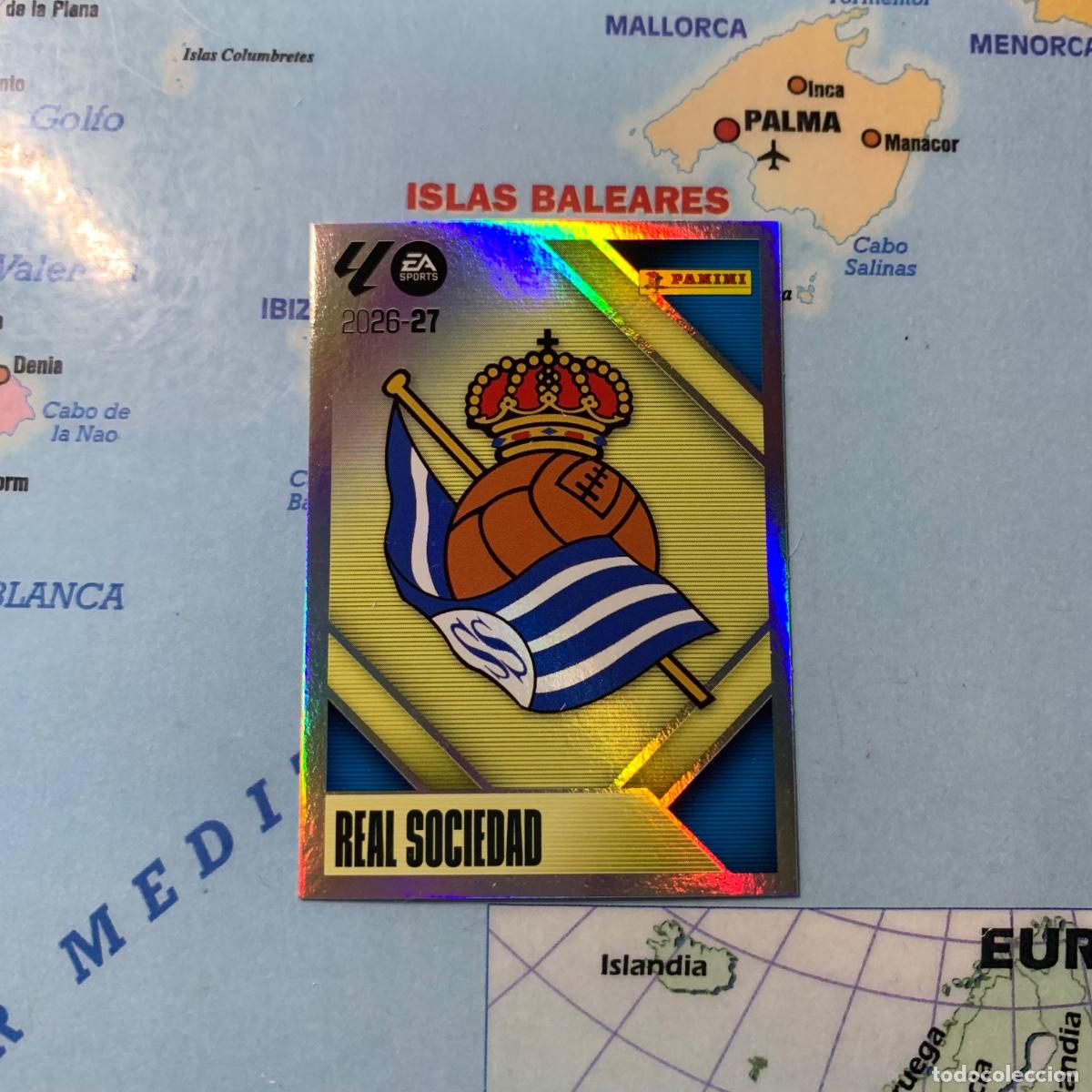 Cromos de f&uacute;tbol: Escudo de la Real Sociedad n&uacute;mero 1 cromo liga este 26-27 2026-2027