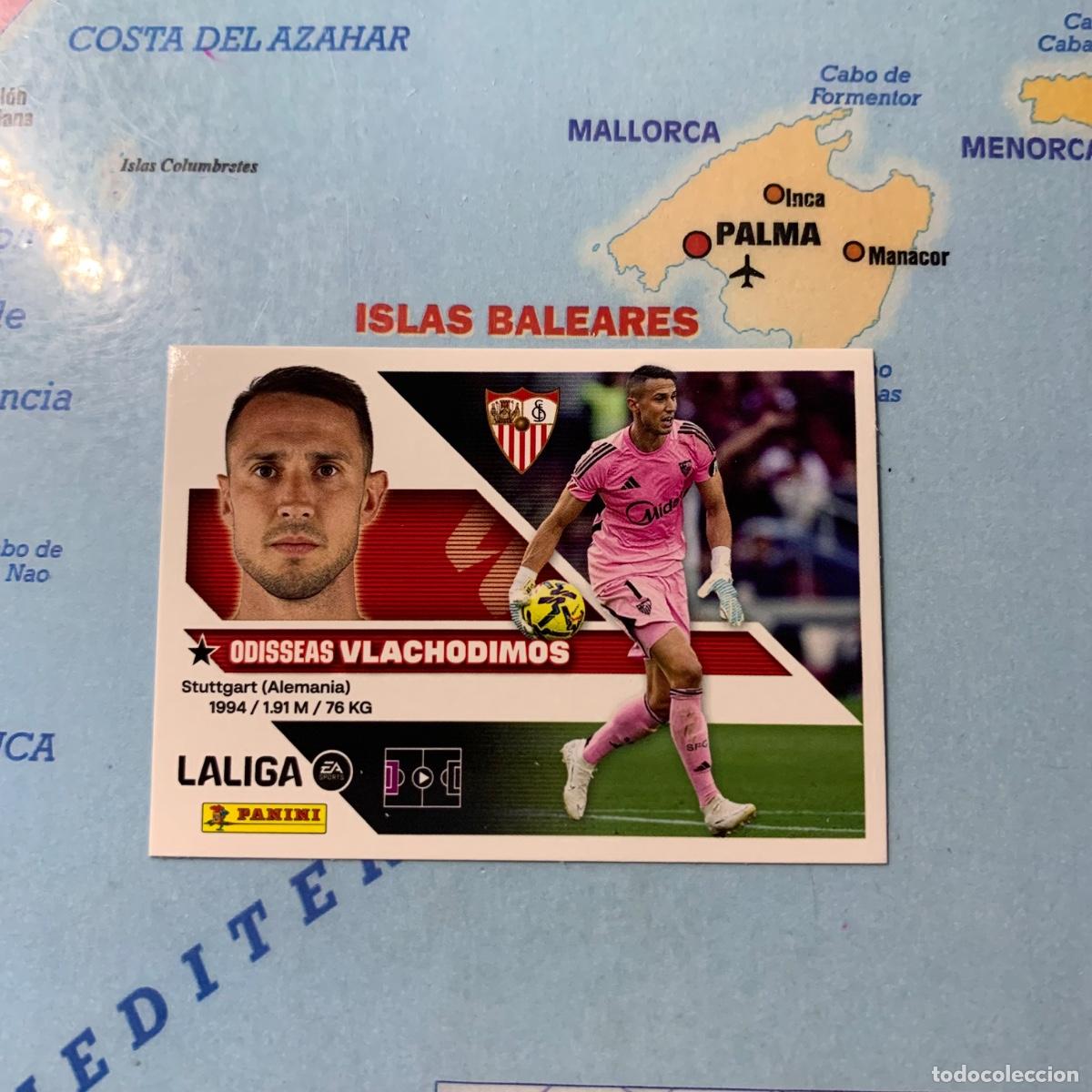 Cromos de f&uacute;tbol: Vlachodimos n&uacute;mero 3 del Sevilla cromo liga este 26-27 2026-2027