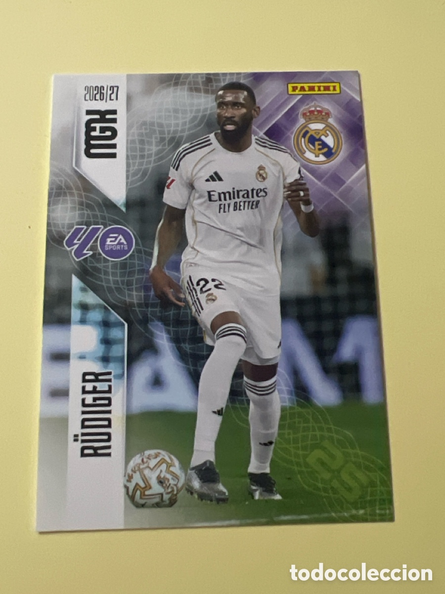 Cartes &agrave; collectionner de Football: C5371. TRADING CARD FUTBOL RUDIGER REAL MADRID C.F. N&ordm; 223 LIGA MEGACRACKS 2026-2027/26-27 PANINI