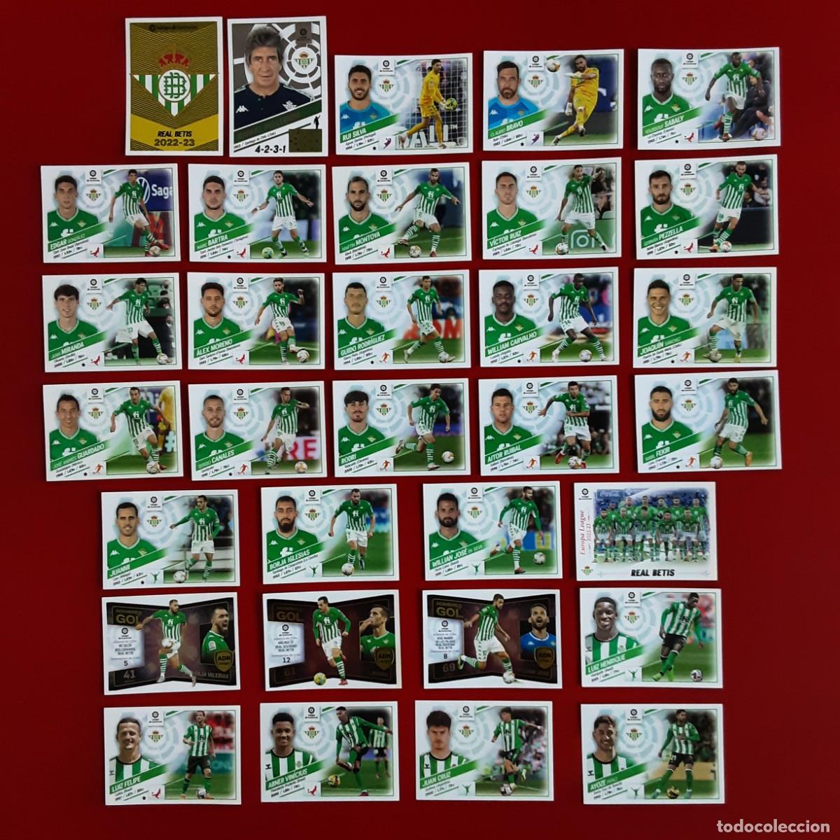 Cartes &agrave; collectionner de Football: EQUIPO COMPLETO (TODO LO EDITADO - 32 CROMOS) BETIS LIGA 2022 2023 22 23 COLECCIONES ESTE SIN PEGAR
