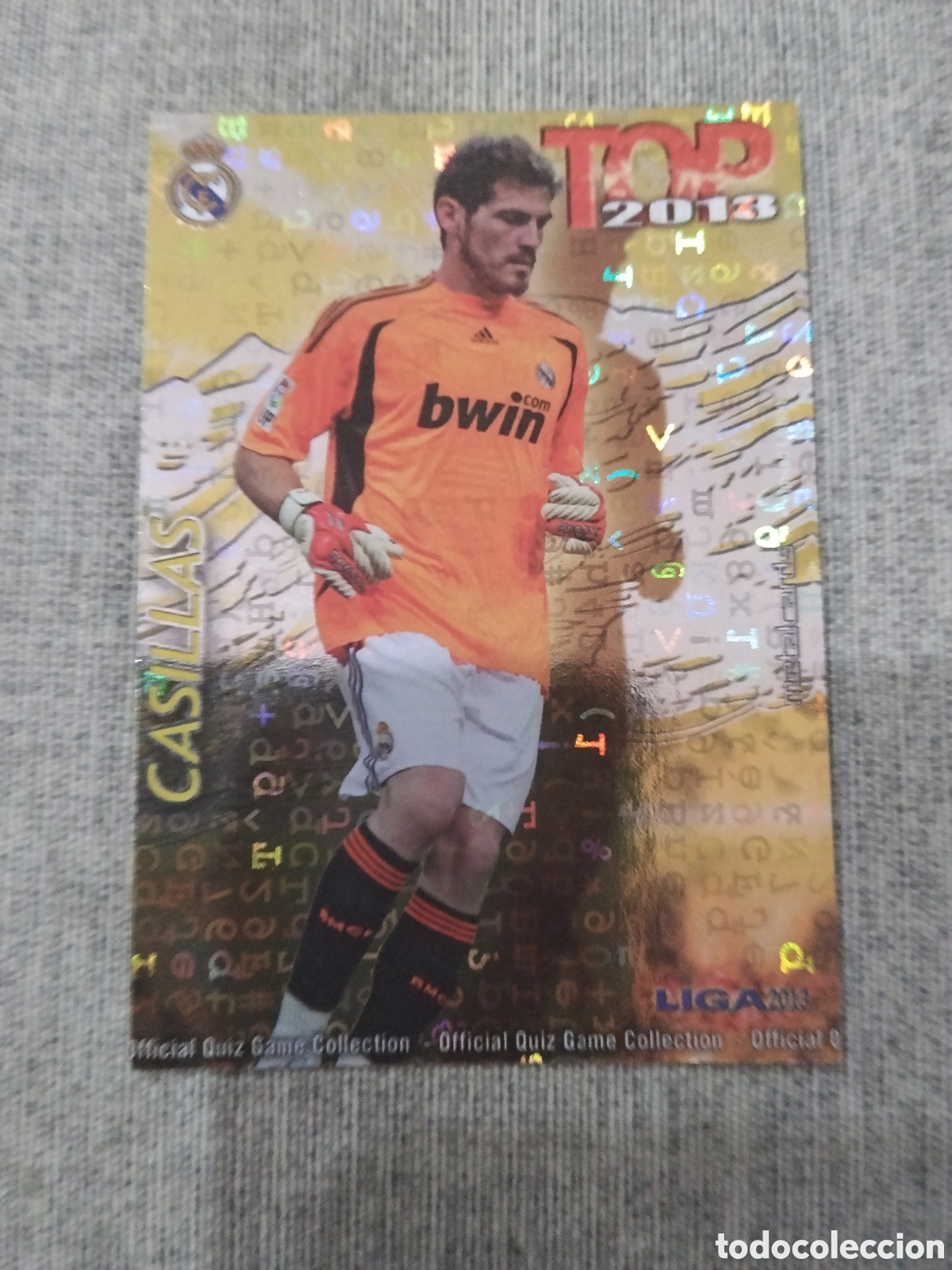 Cartes &agrave; collectionner de Football: MUNDICROMO QUIZ GAME 2013 (2012 13) N&ordm; 541 CASILLAS - REAL MADRID (TOP AMARILLO / DORADO LETRAS)