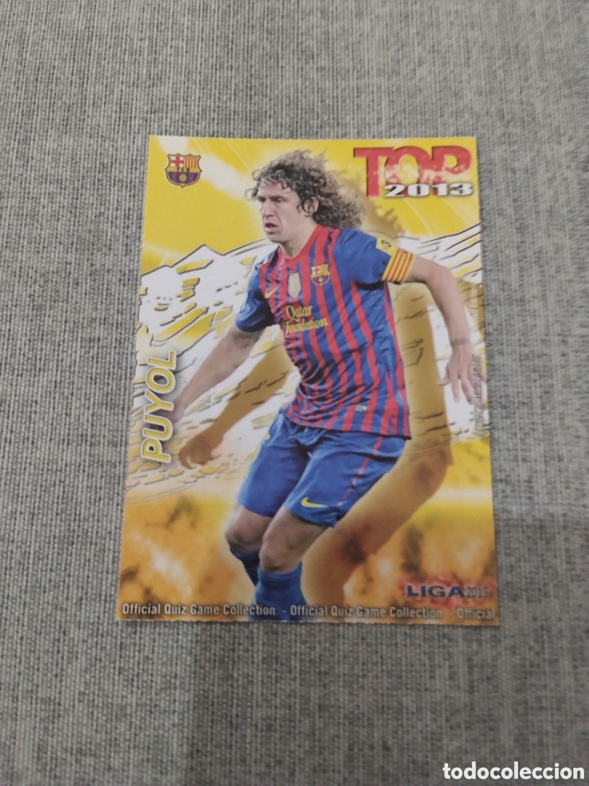Cromos de f&uacute;tbol: MUNDICROMO QUIZ GAME 2013 (2012 13) N&ordm; 560 PUYOL - FC BARCELONA (TOP AMARILLO / DORADO MATE)