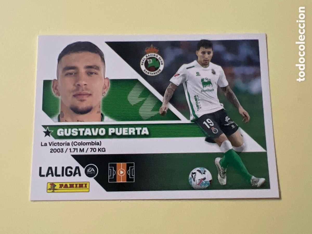 Football Stickers: C5379. Gustavo puerta n&uacute;mero 12 del Racing de Santander cromo liga este 26-27 2026-2027