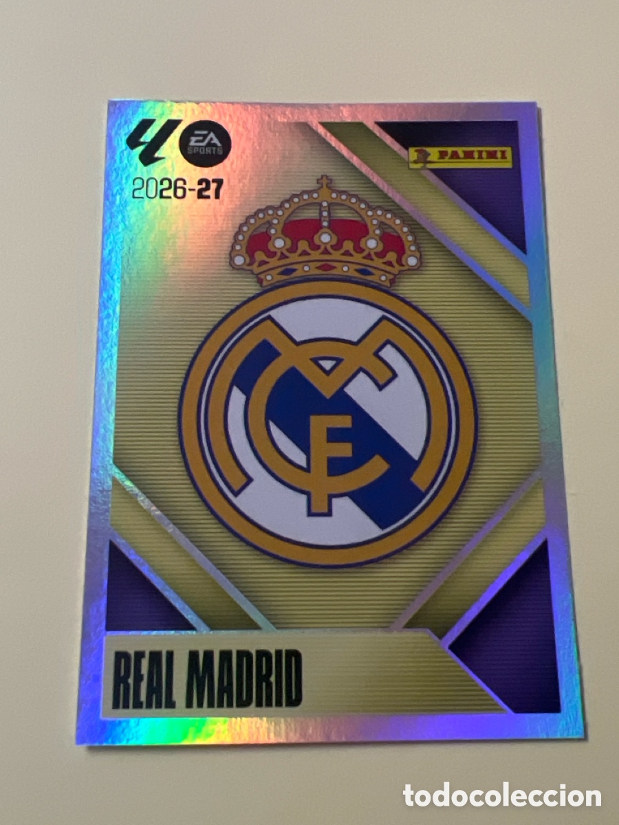 Cromos de f&uacute;tbol: C5383. CROMO FUTBOL ESCUDO REAL MADRID C.F. SIN PEGAR N&ordm; 1 LIGA ESTE 2026-2027/26-27 PANINI