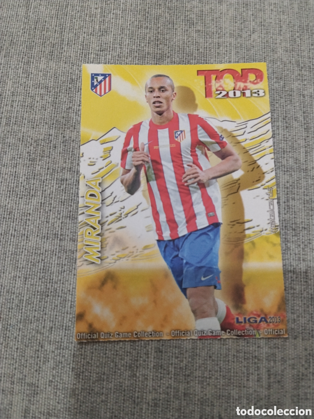 Figurine di Calcio: MUNDICROMO QUIZ GAME 2013 (2012 13) N&ordm; 571 MIRANDA AT. MADRID (TOP AMARILLO / DORADO MATE)