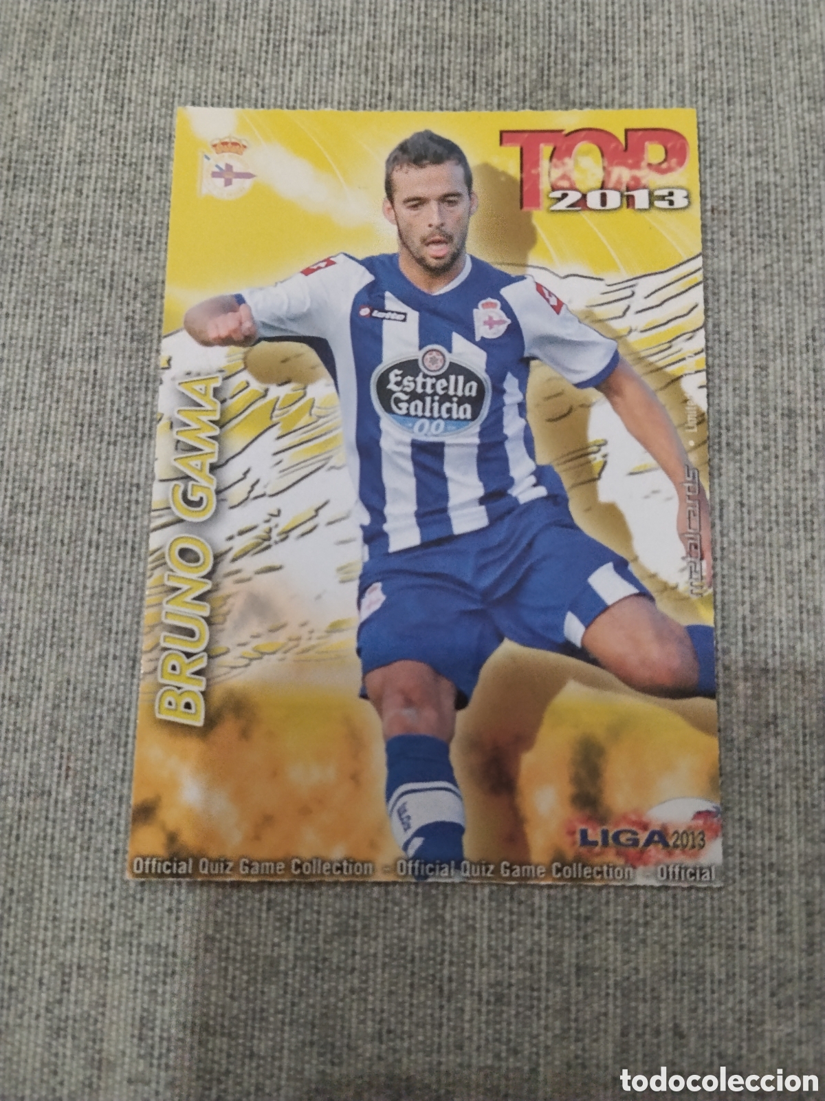Cromos de Futebol: MUNDICROMO QUIZ GAME 2013 (2012 13) N&ordm; 612 BRUNO GAMA - DEP. CORU&Ntilde;A (TOP AMARILLO / DORADO MATE)