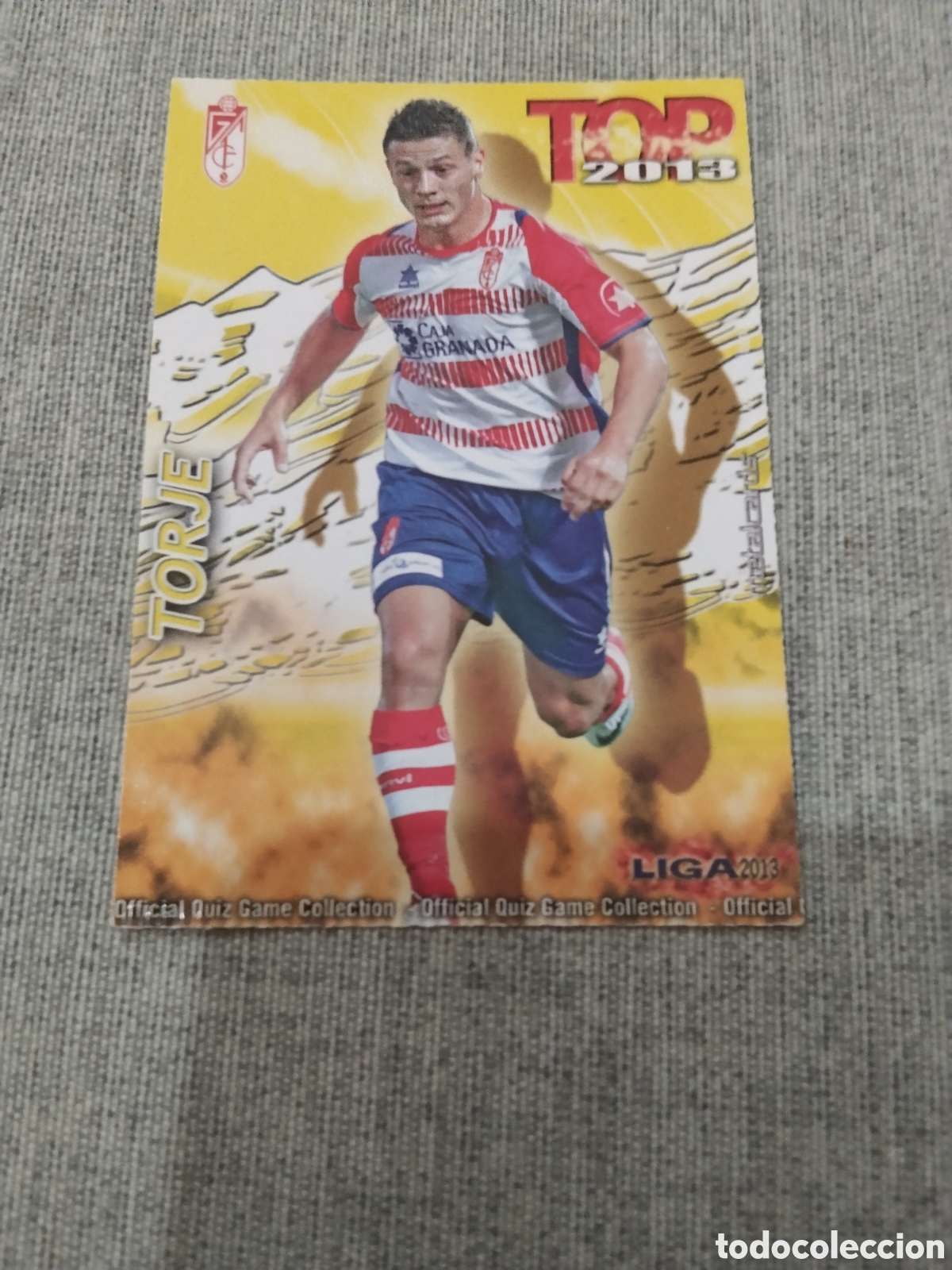 Figurine di Calcio: MUNDICROMO QUIZ GAME 2013 (2012 13) N&ordm; 634 TORJE - GRANADA CF (TOP AMARILLO / DORADO MATE)
