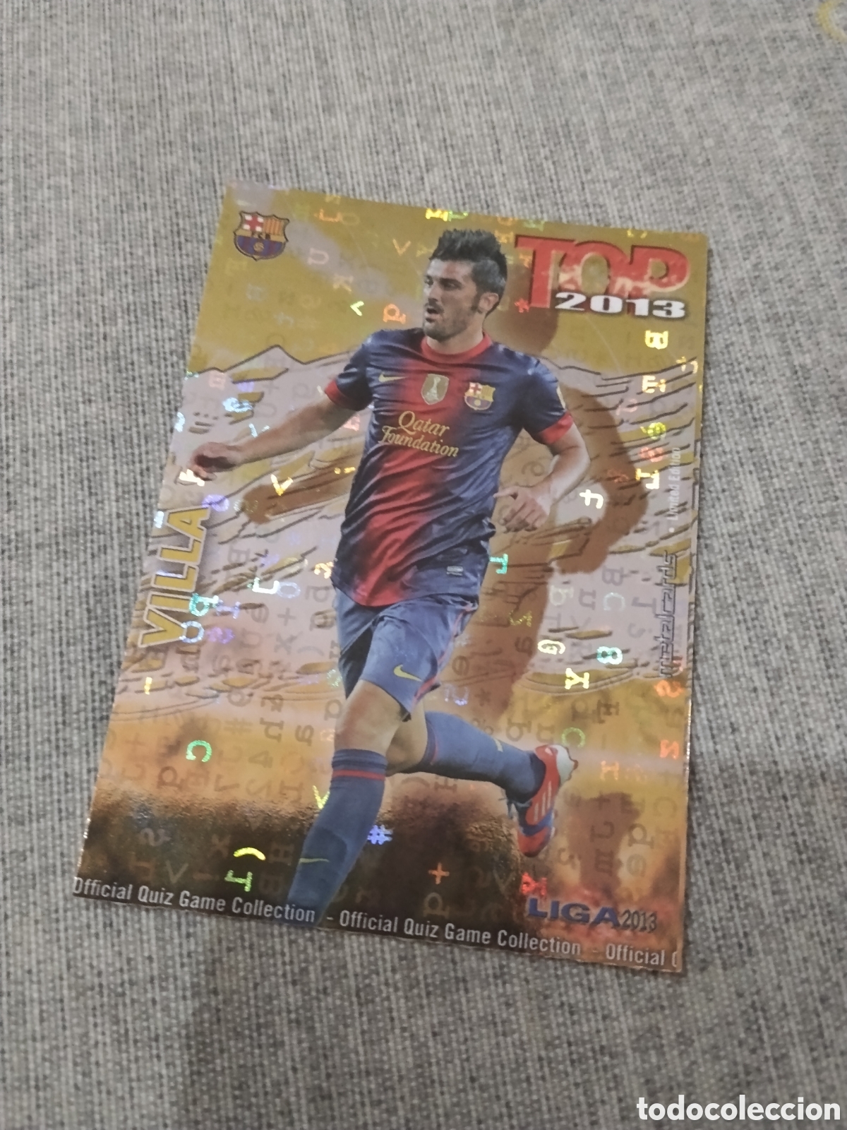 Figurine di Calcio: MUNDICROMO QUIZ GAME 2013 (2012 13) N&ordm; 633 VILLA - FC BARCELONA (TOP AMARILLO / DORADO LETRAS)