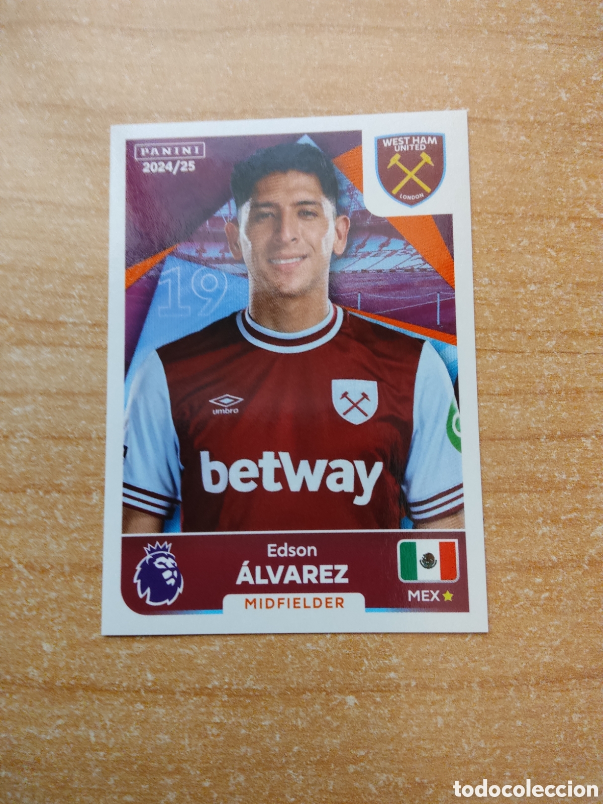 Football Stickers: 593 EDSON ALVAREZ WESTHAM PREMIER LEAGUE 2024 2025