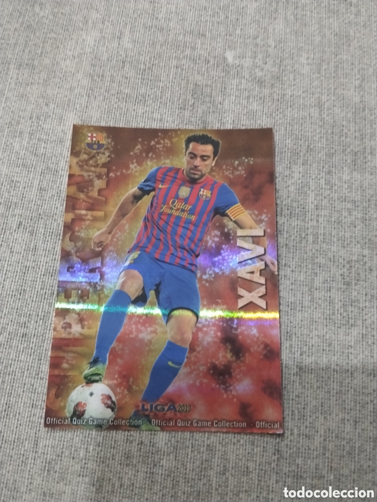 Cartes &agrave; collectionner de Football: MUNDICROMO QUIZ GAME 2013 (2012 13) SUPERSTAR N&ordm; 51 XAVI - FC BARCELONA ( VERSI&Oacute;N RAYAS)