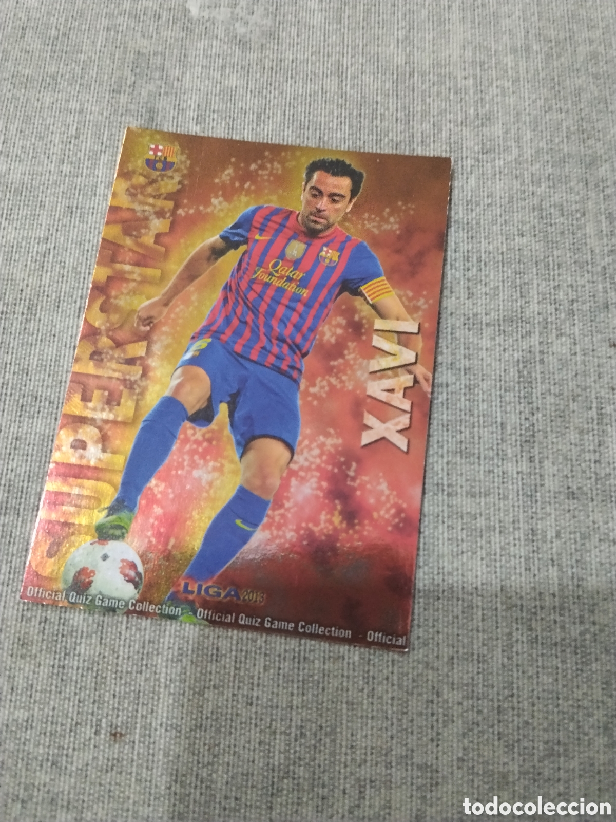Football Stickers: MUNDICROMO QUIZ GAME 2013 (2012 13) SUPERSTAR N&ordm; 51 XAVI - FC BARCELONA ( VERSI&Oacute;N BRILLO LISO)