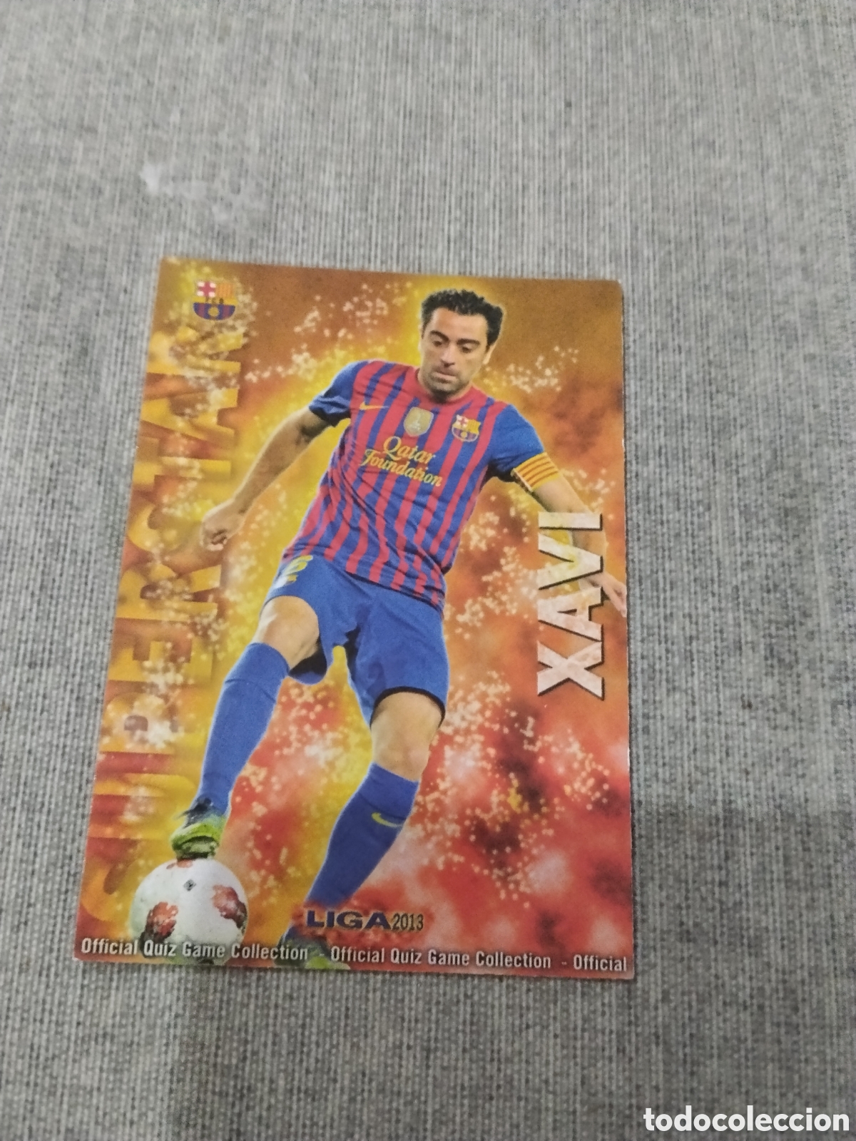 Cromos de f&uacute;tbol: MUNDICROMO QUIZ GAME 2013 (2012 13) SUPERSTAR N&ordm; 51 XAVI - FC BARCELONA ( VERSI&Oacute;N MATE)