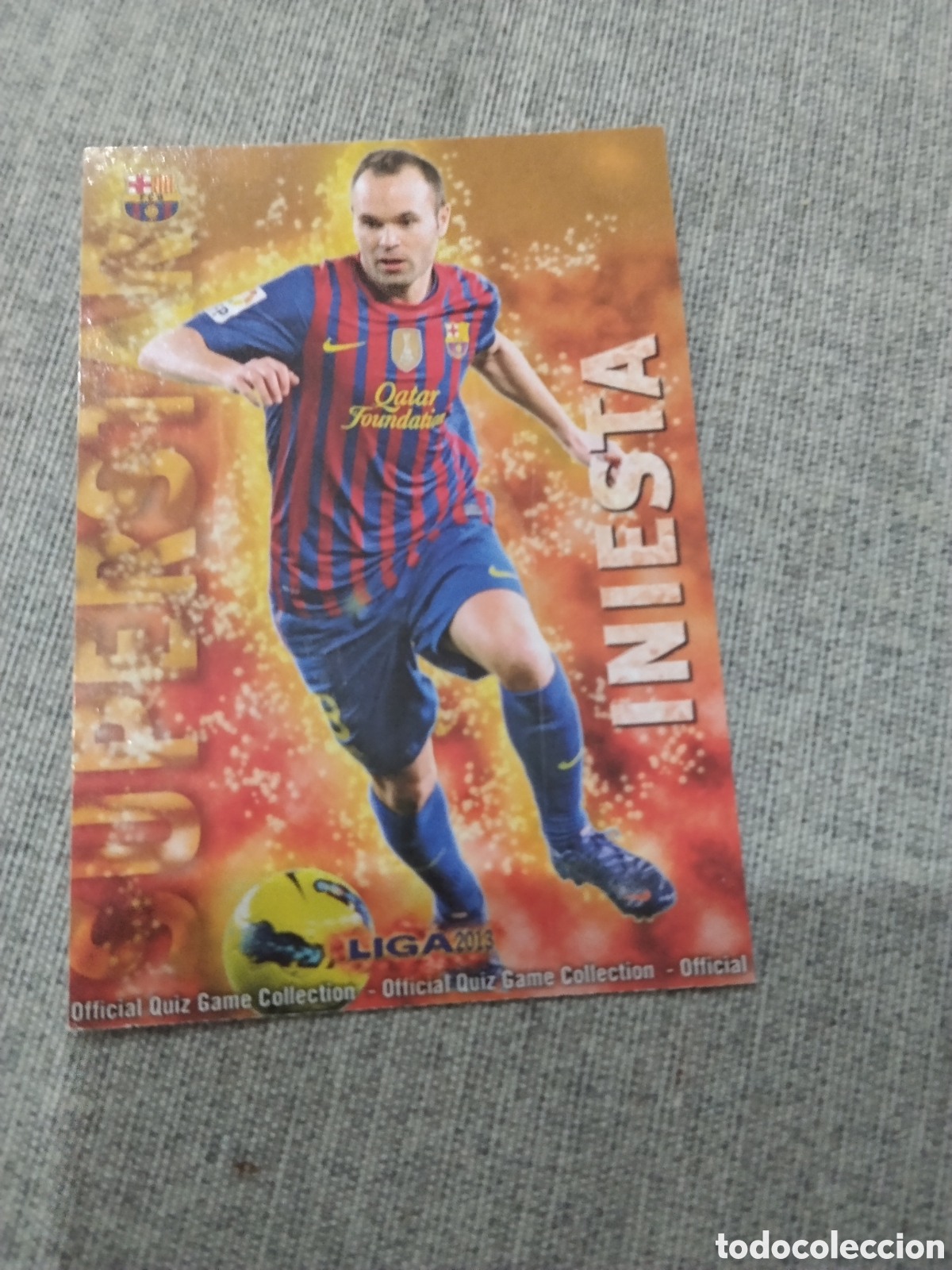 Cromos de f&uacute;tbol: MUNDICROMO QUIZ GAME 2013 (2012 13) SUPERSTAR N&ordm; 50 INIESTA - FC BARCELONA ( VERSI&Oacute;N MATE)