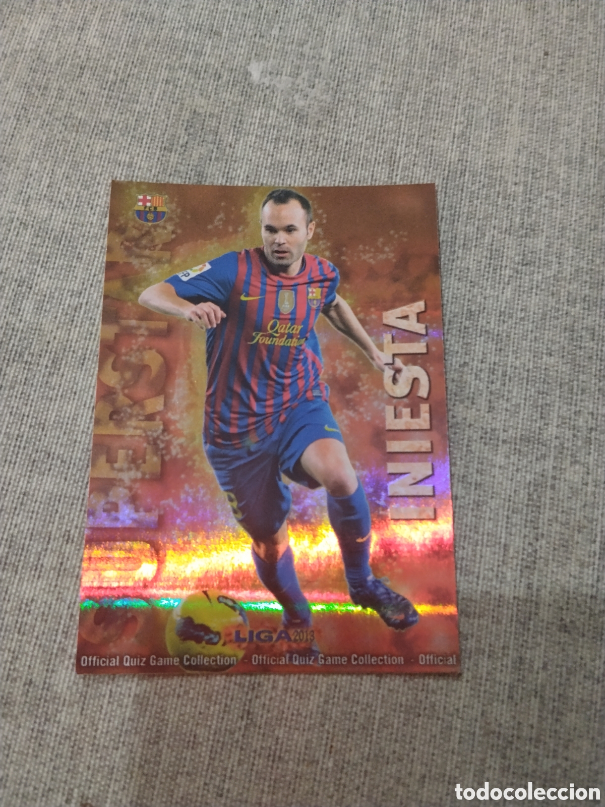 Figurine di Calcio: MUNDICROMO QUIZ GAME 2013 (2012 13) SUPERSTAR N&ordm; 50 INIESTA - FC BARCELONA ( VERSI&Oacute;N RAYAS)