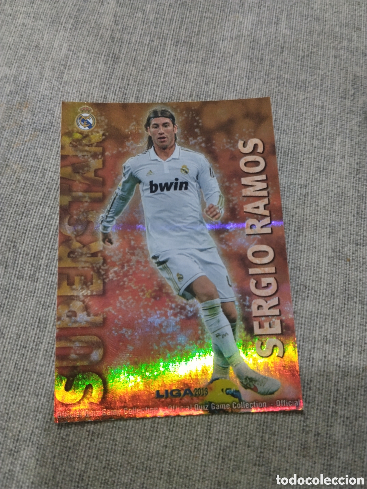 Cromos de f&uacute;tbol: MUNDICROMO QUIZ GAME 2013 (2012 13) SUPERSTAR N&ordm; 24 SERGIO RAMOS - R. MADRID ( VERSI&Oacute;N RAYAS)