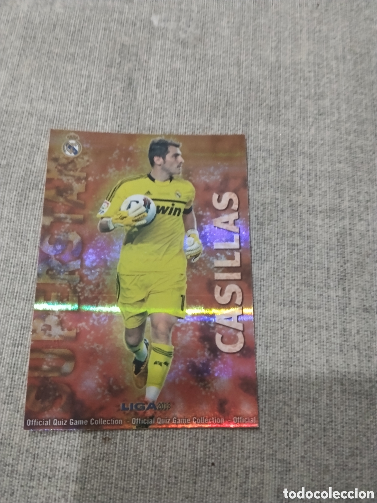 Cromos de f&uacute;tbol: MUNDICROMO QUIZ GAME 2013 (2012 13) SUPERSTAR N&ordm; 23 CASILLAS- R. MADRID ( VER'SI&Oacute;N RAYAS)