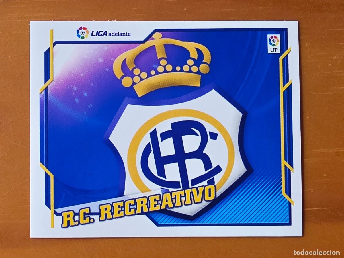 Cromos de f&uacute;tbol: Escudo Recreativo de Huelva, Segunda Divisi&oacute;n Adelante, Panini Ediciones Liga Este 2010 2011 10 11