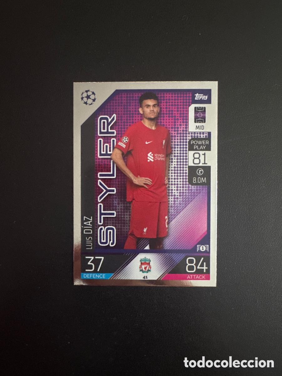 Cromos de f&uacute;tbol: LUIS D&Iacute;AZ STYLER LIVERPOOL N&Uacute;MERO 41 MATCH ATTAX 2022 2023