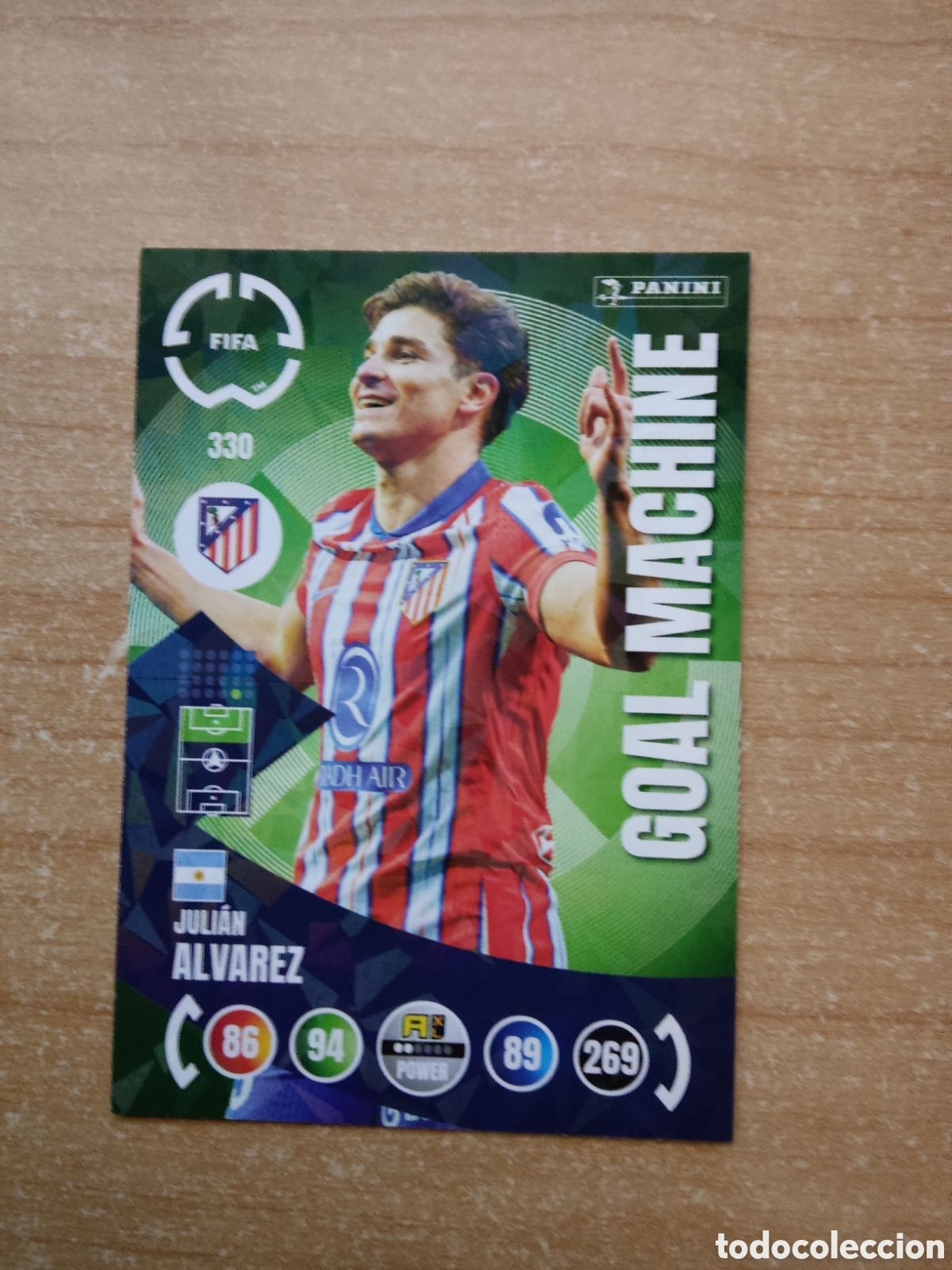 Cromos de f&uacute;tbol: 330 JULIAN ALVAREZ ATLETICO MADRID GOAL MACHINE MUNDIAL DE CLUBES ADRENALYN 2026