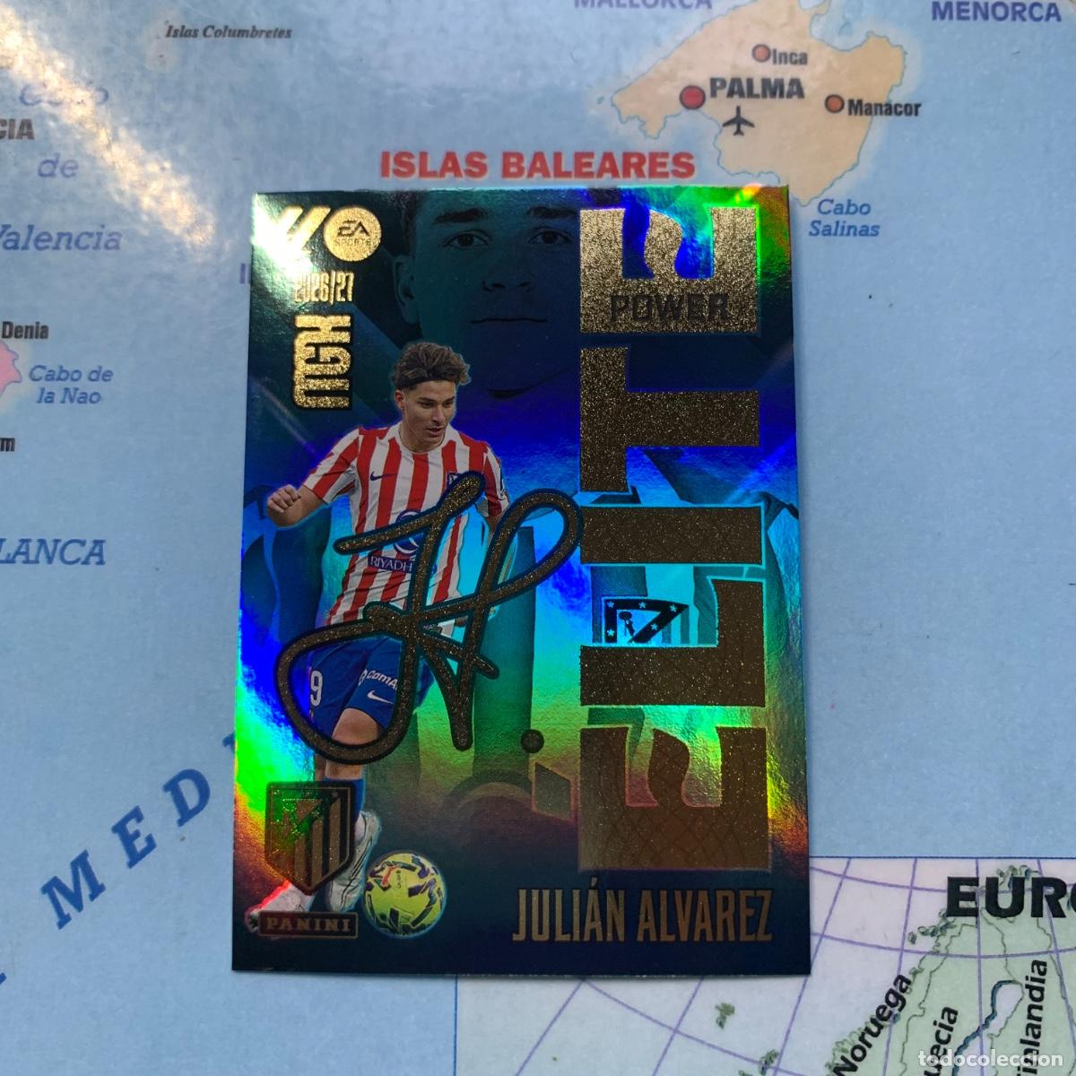 Cromos de f&uacute;tbol: Julian &Aacute;lvarez elite power n&uacute;mero P8 Del Atl&eacute;tico de Madrid megacracks 26-27 2026-2027