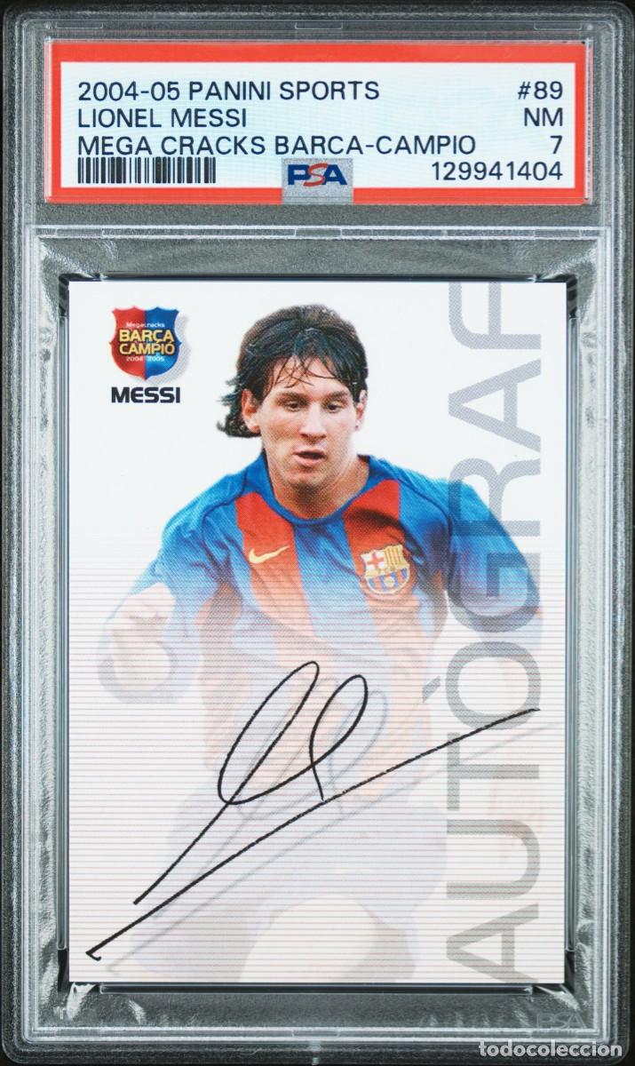 Football Stickers: Rookie Messi #89 FC Barcelona Panini Megacracks Bar&ccedil;a Campio 2004 05 PSA 7