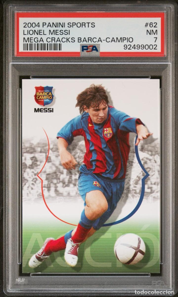 Fu&szlig;ball-Sticker: Rookie Messi #62 FC Barcelona Panini Megacracks Bar&ccedil;a Campio 2004 05 PSA 7