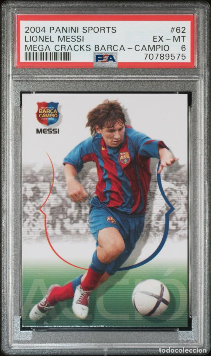 Football Stickers: Rookie Messi #62 FC Barcelona Panini Megacracks Bar&ccedil;a Campio 2004 05 PSA 6