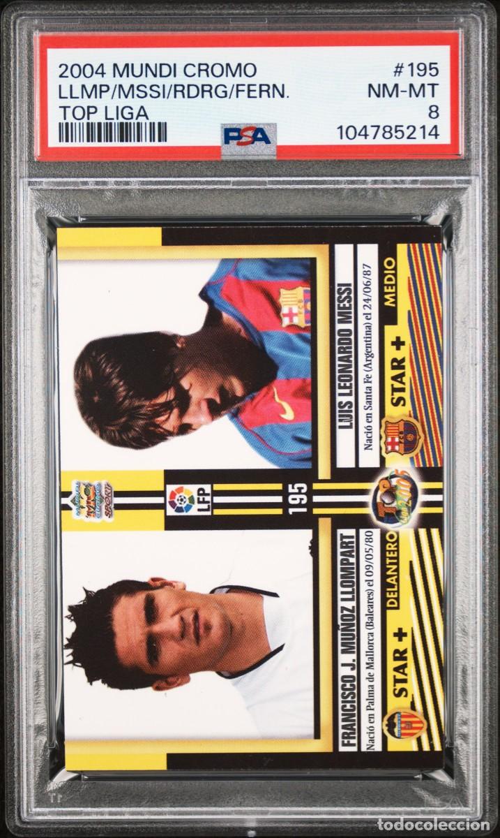 Cromos de f&uacute;tbol: Rookie Messi #195 FC Barcelona Mundicromo Top Liga Mate 2004 2005 PSA 8