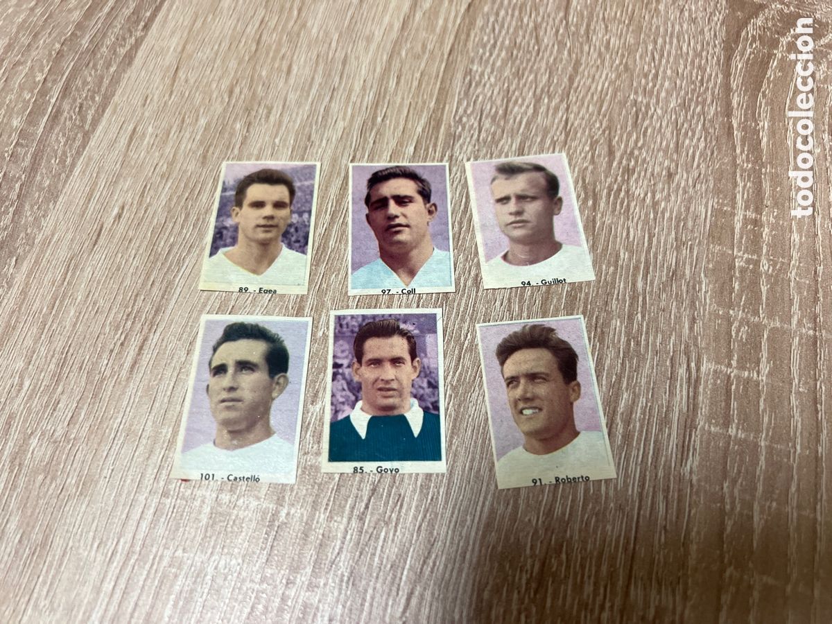 Figurine di Calcio: 1961-62 VALENCIA CF LOTE DE 6 CROMOS RUIZ ROMERO DESPEGADOS