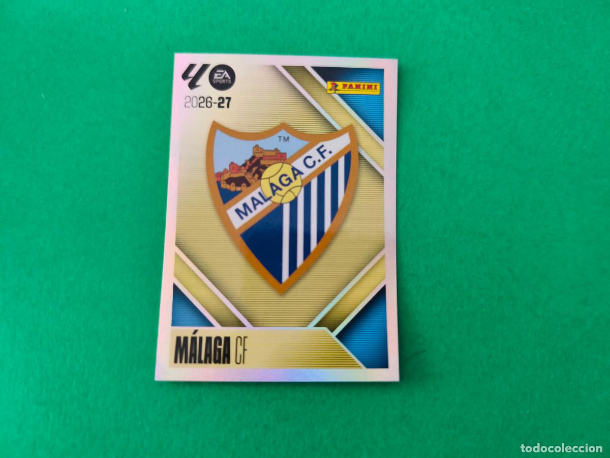 Cromos de f&uacute;tbol: CROMO FUTBOL ESCUDO MALAGA C.F. SIN PEGAR N&ordm; 1 LIGA ESTE 2026-2027/26-27