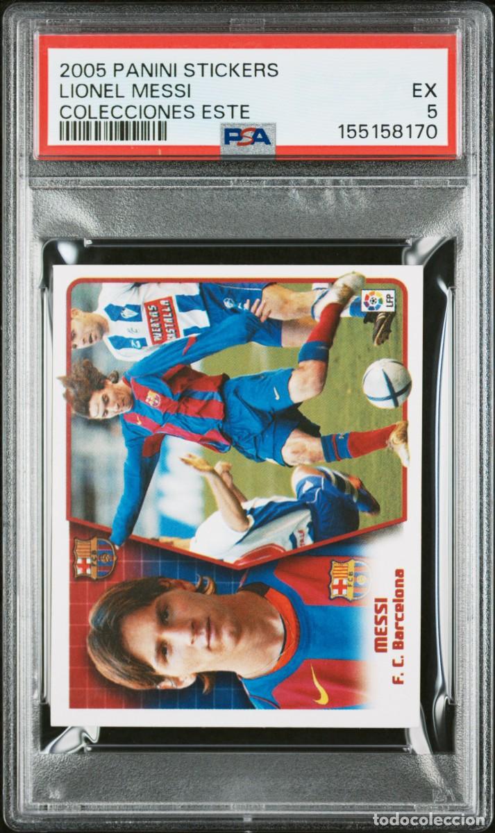 Cromos de f&uacute;tbol: Lionel Messi 2005 2&ordm; Rookie Panini Stickers Colecciones ESTE FC Barcelona PSA 5