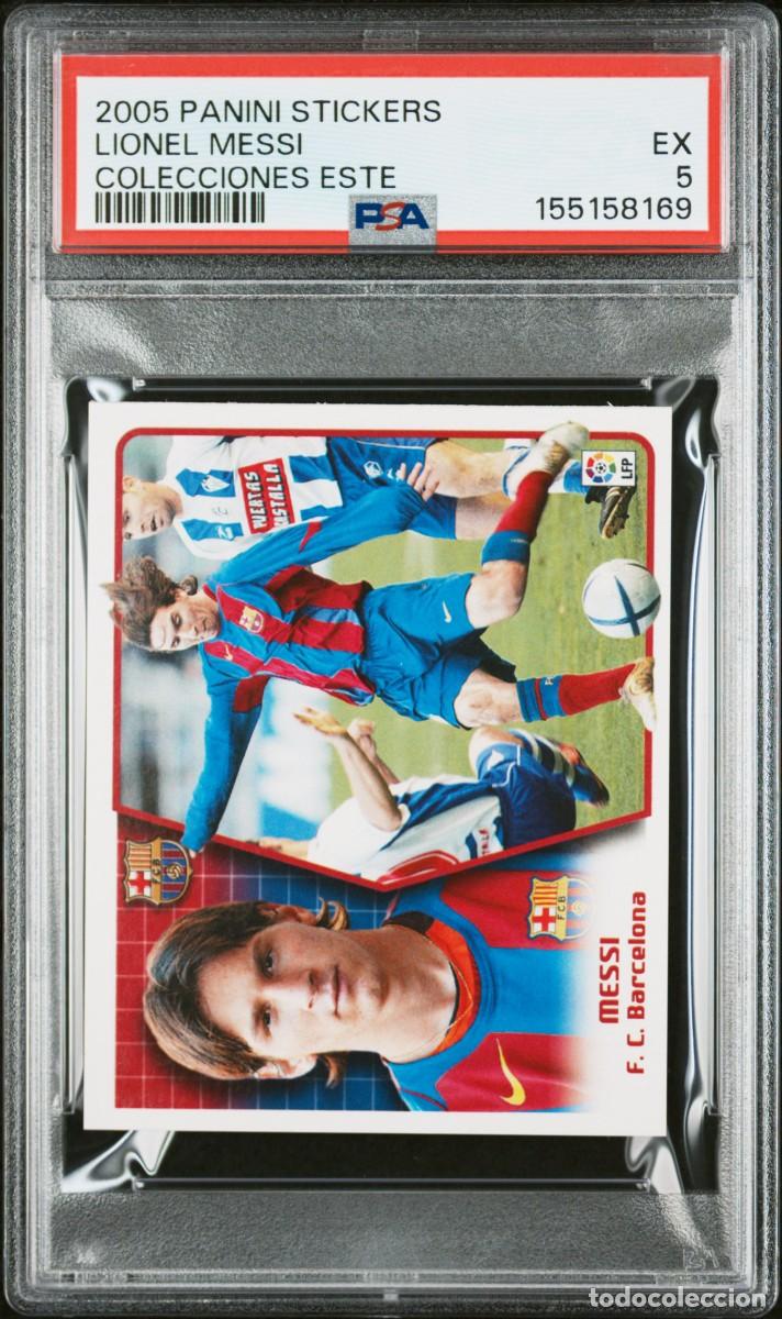 Cartes &agrave; collectionner de Football: Lionel Messi 2005 2&ordm; Rookie Panini Stickers Colecciones ESTE FC Barcelona PSA 5