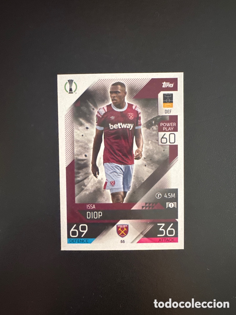 Fu&szlig;ball-Sticker: DIOP N&Uacute;MERO 55 WEST HAM MATCH ATTAX 2022 2023