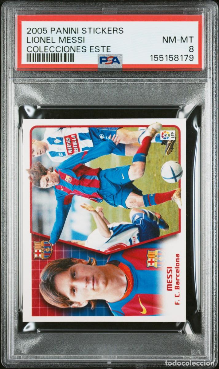 Cromos de f&uacute;tbol: Lionel Messi 2005 2&ordm; Rookie Panini Stickers Colecciones ESTE FC Barcelona PSA 8