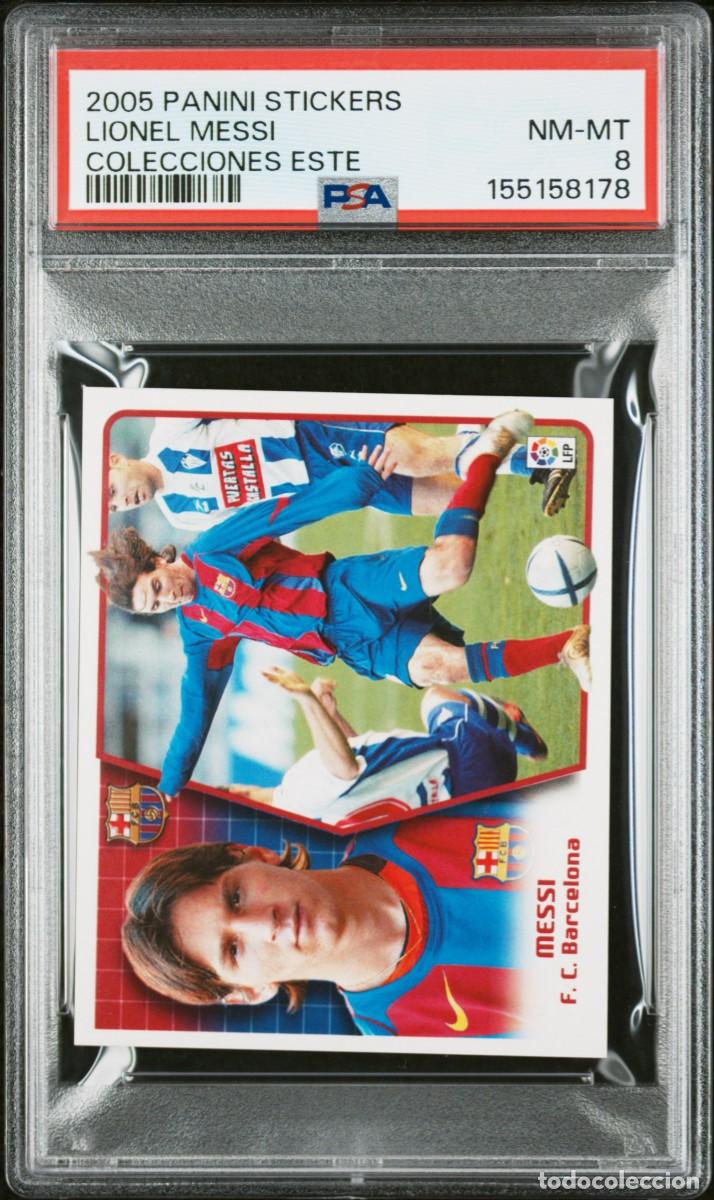 Cromos de f&uacute;tbol: Lionel Messi 2005 2&ordm; Rookie Panini Stickers Colecciones ESTE FC Barcelona PSA 8