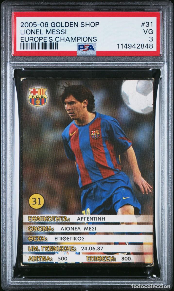 Cromos de f&uacute;tbol: Lionel Messi #31 FC Barcelona Rookie RC Champions Golden Shop 2005 06 PSA 3 Rara