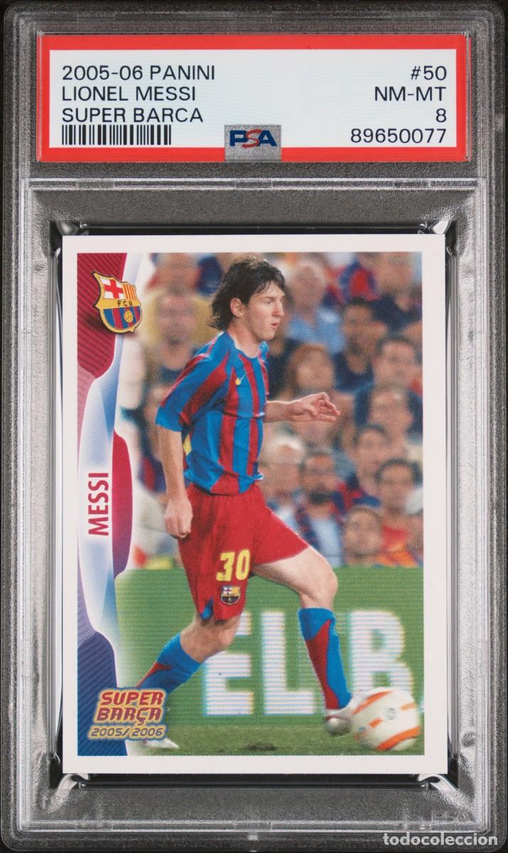 Cromos de f&uacute;tbol: Messi #50 FC Barcelona Panini Super Bar&ccedil;a 2005 2006 PSA 8