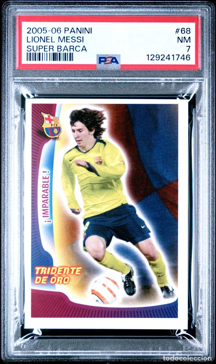 Cromos de f&uacute;tbol: Messi #68 FC Barcelona Panini Super Bar&ccedil;a 2005 2006 PSA 7