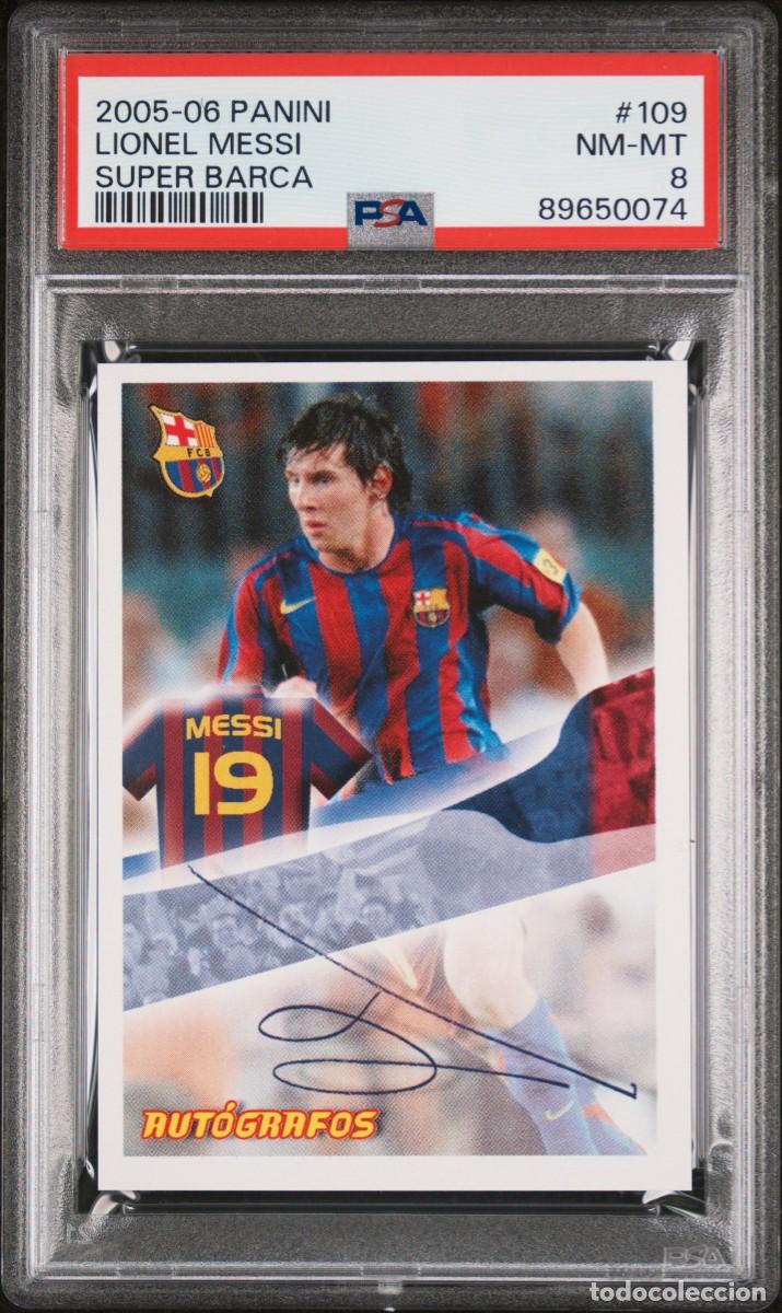 Fu&szlig;ball-Sticker: Messi #109 Autografo FC Barcelona Panini Super Bar&ccedil;a 2005 2006 PSA 8